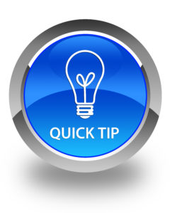 Quick tip icon with text on blue button